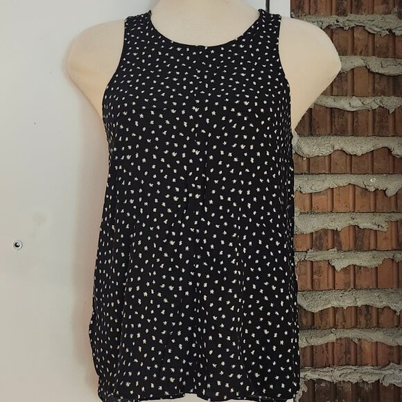 Madewell Tank Top Black White Size L Large Flowy Star Flurry Print - Picture 3 of 5